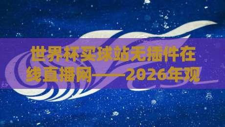 世界杯买球站无插件在线直播网——2026年观赛指南与避坑手册