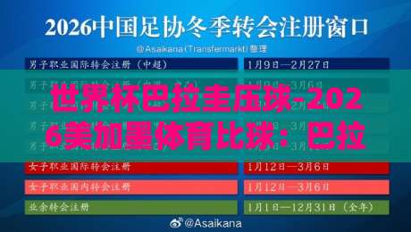世界杯巴拉圭压球-2026美加墨体育比球：巴拉圭队的爆冷密码与投注指南